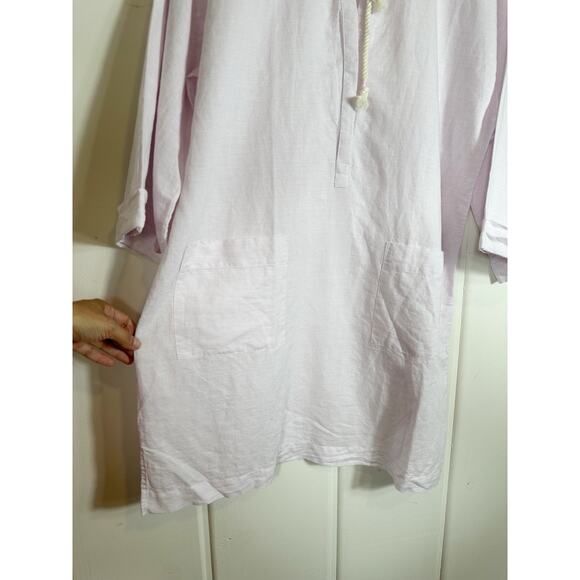 J. Crew Beachwear Large Pink Linen Blend Cover Up Tunic Coastal Beach Pockets - Picture 10 of 14